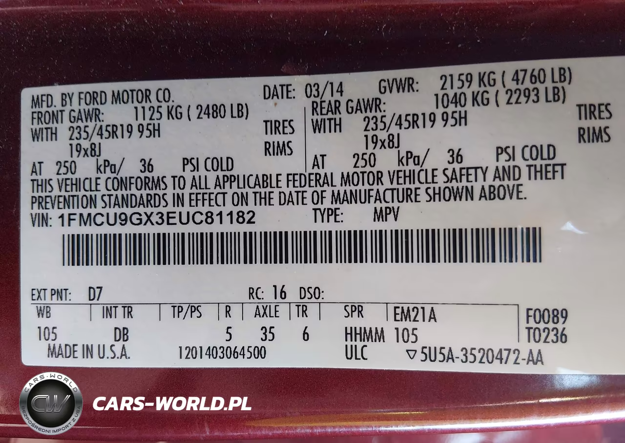 2014 Ford Escape Se VIN:1FMCU9GX3EUC81182 - 9