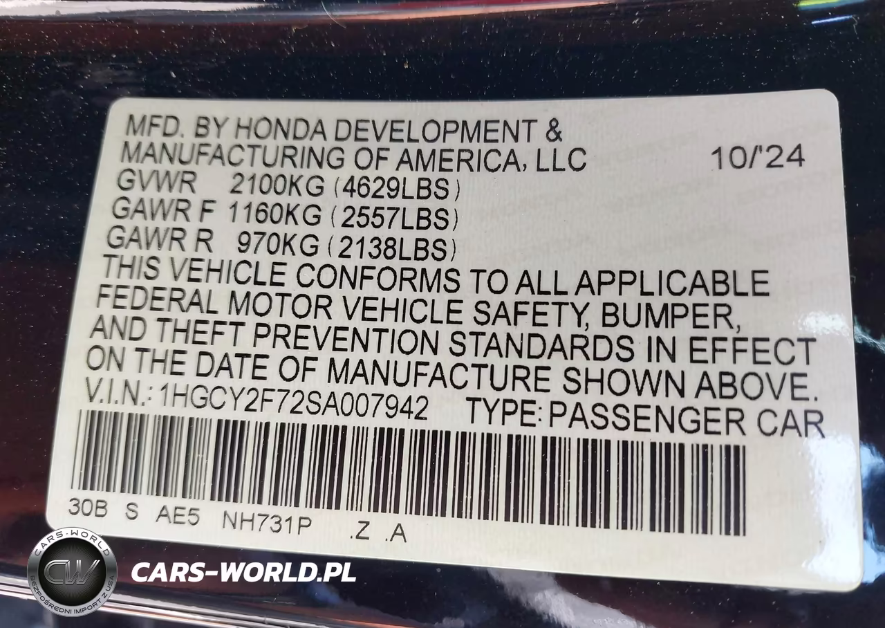 2025 Honda Accord Hybrid Sport-L VIN:1HGCY2F72SA007942 - 9