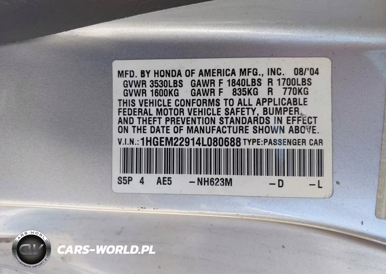 2004 Honda Civic Ex VIN:1HGEM22914L080688 - 9