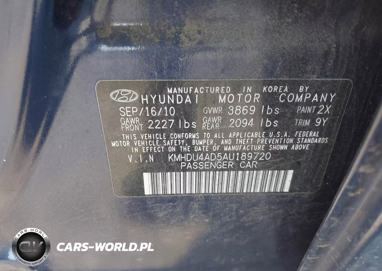 2010 Hyundai Elantra Gls VIN:KMHDU4AD5AU189720 - 9