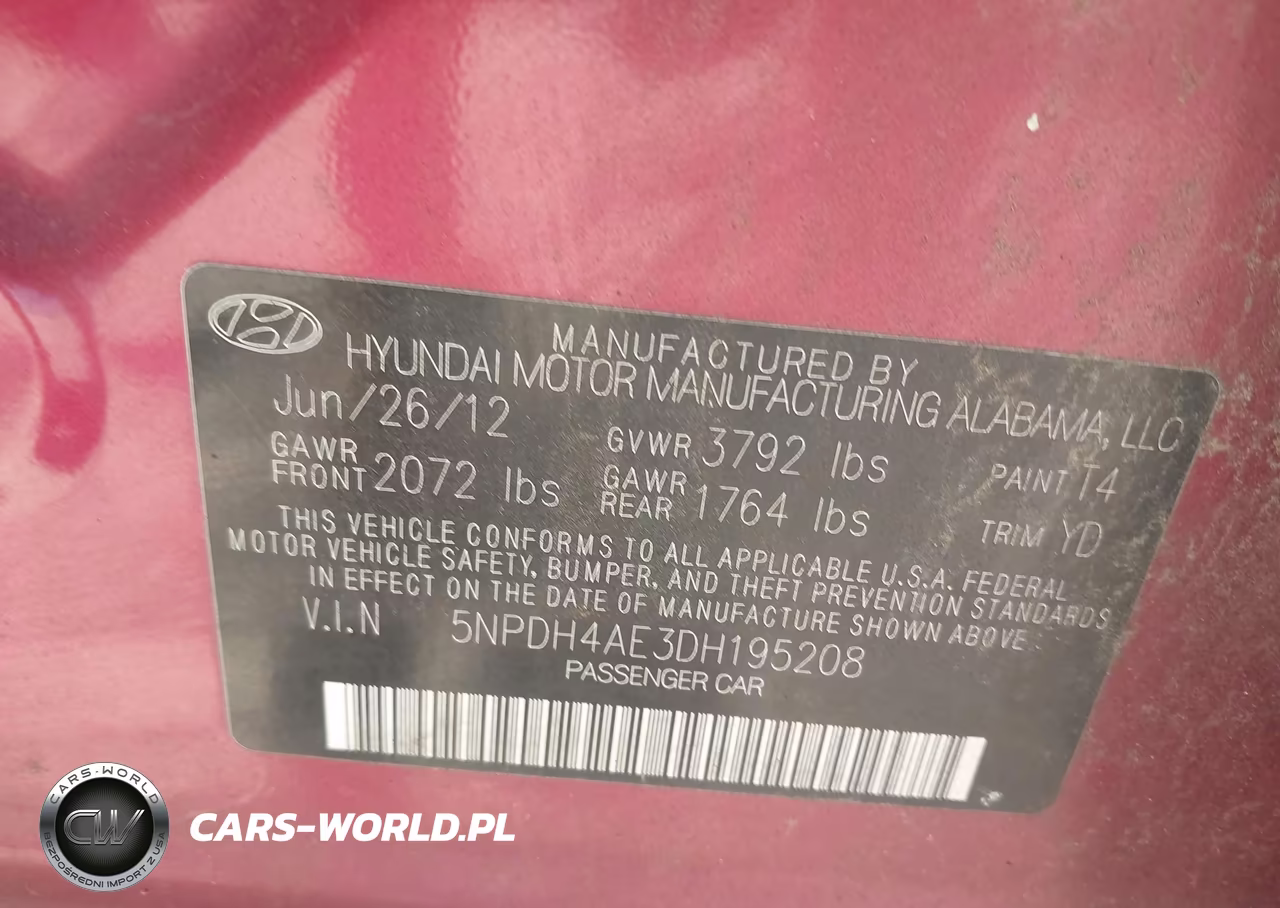 2013 Hyundai Elantra Gls VIN:5NPDH4AE3DH195208 - 9