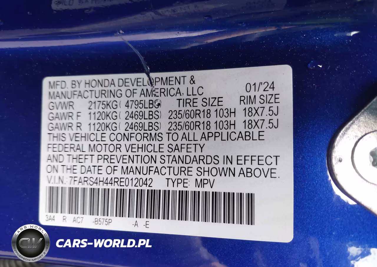 2024 Honda Cr-V Ex Awd VIN:7FARS4H44RE012042 - 9