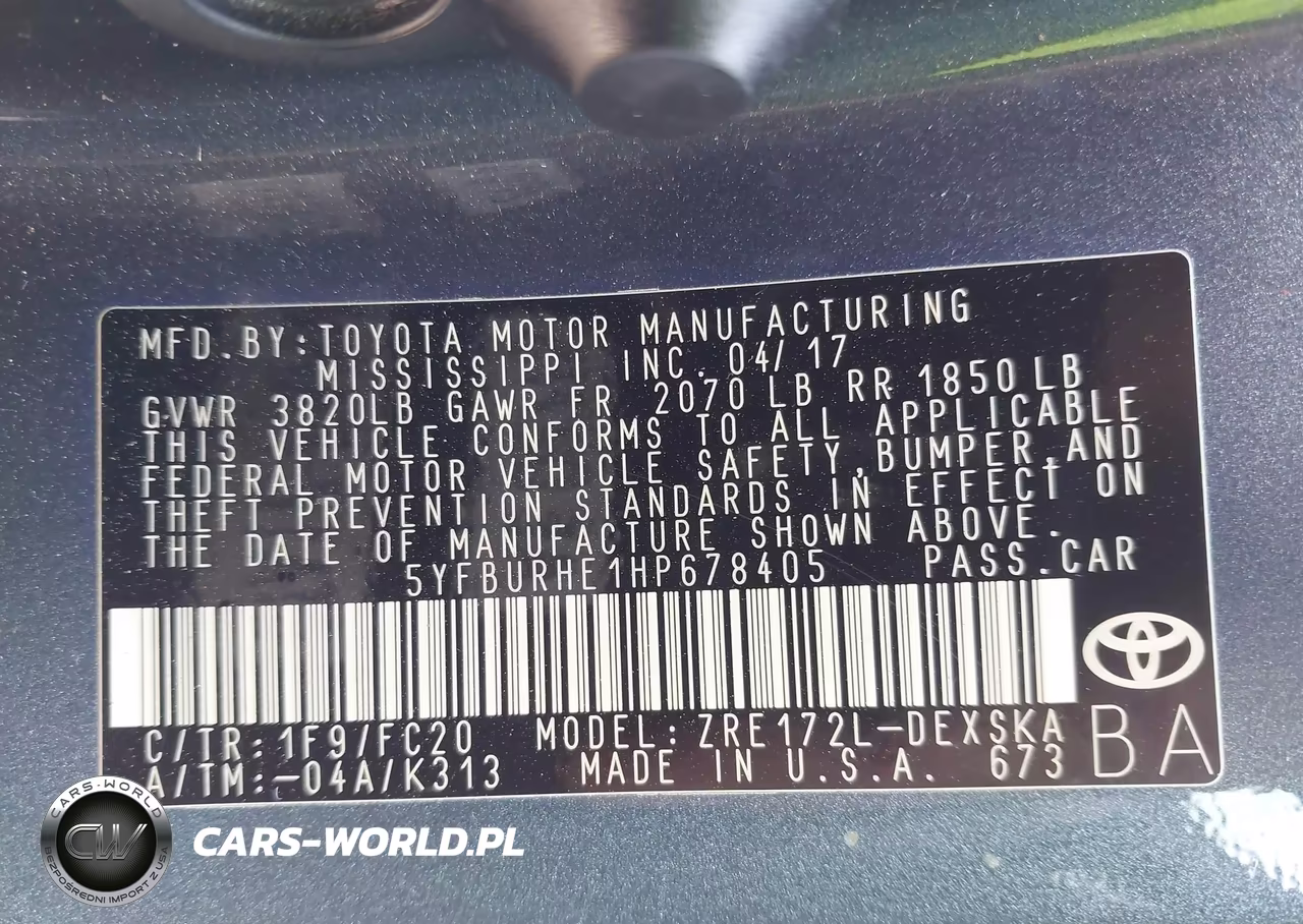 2017 Toyota Corolla Se VIN:5YFBURHE1HP678405 - 9