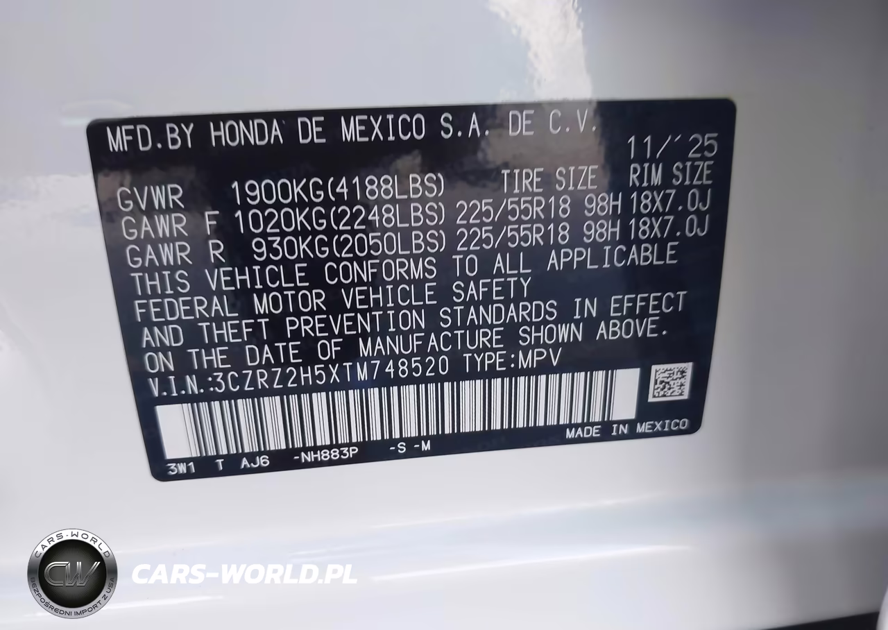 2026 Honda Hr-V Awd Sport VIN:3CZRZ2H5XTM748520 - 9
