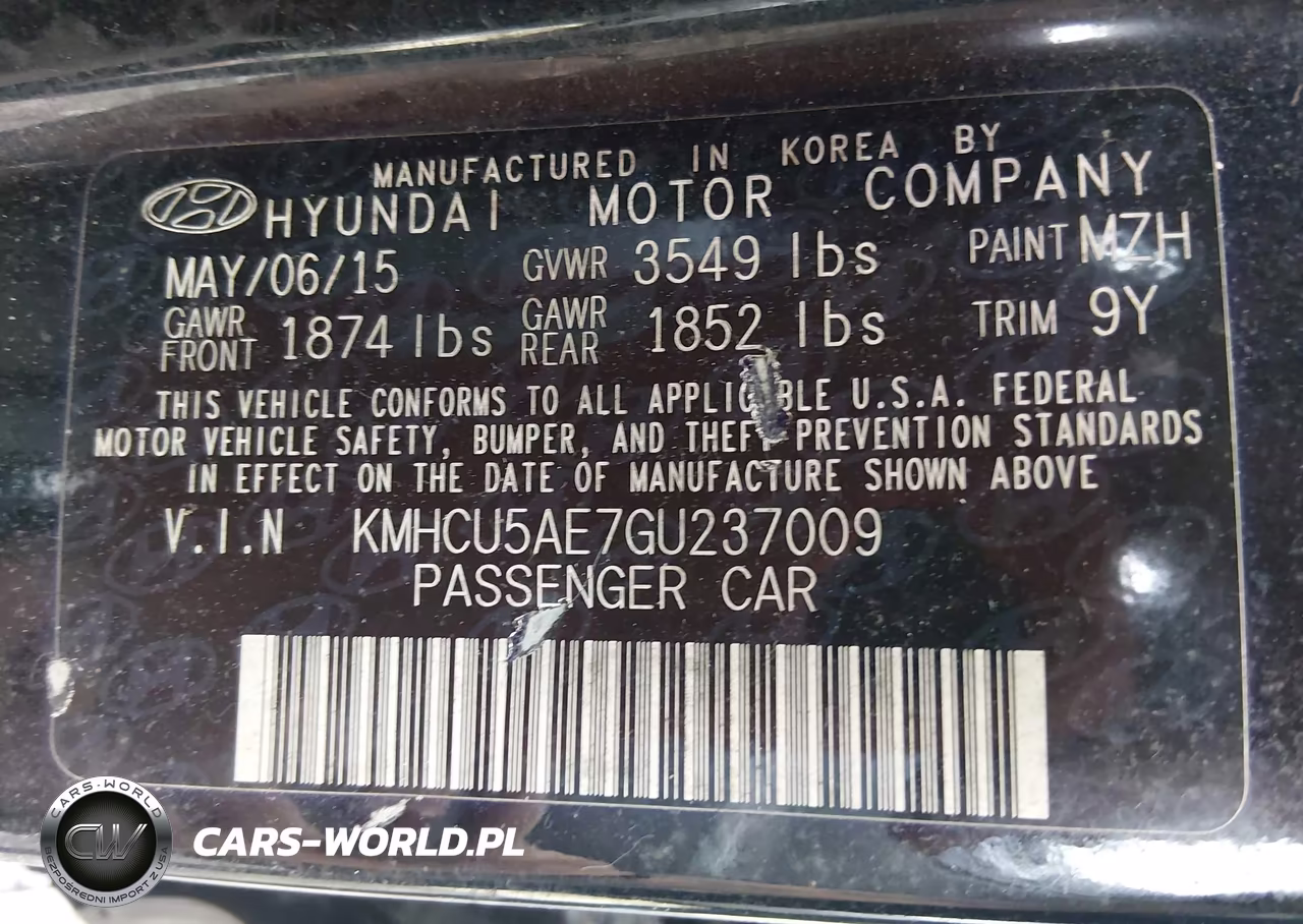 2016 Hyundai Accent Sport VIN:KMHCU5AE7GU237009 - 9