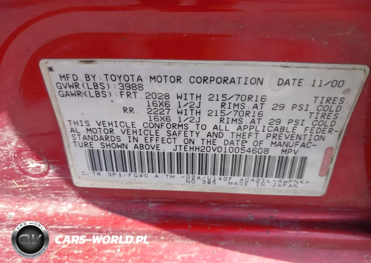 2001 Toyota Rav4 VIN:JTEHH20V010054608 - 9