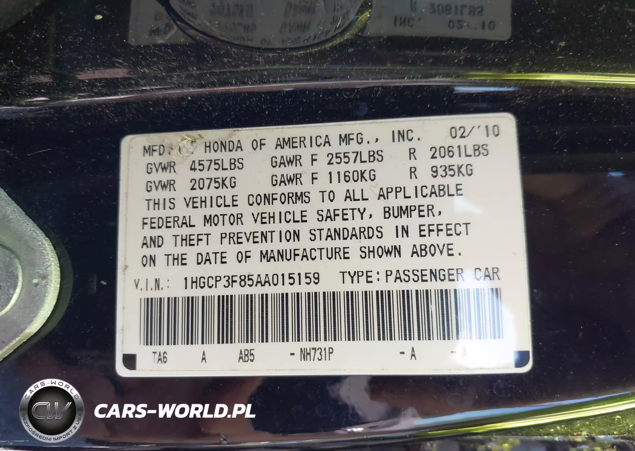 2010 Honda Accord 3.5 Ex-L VIN:1HGCP3F85AA015159 - 9