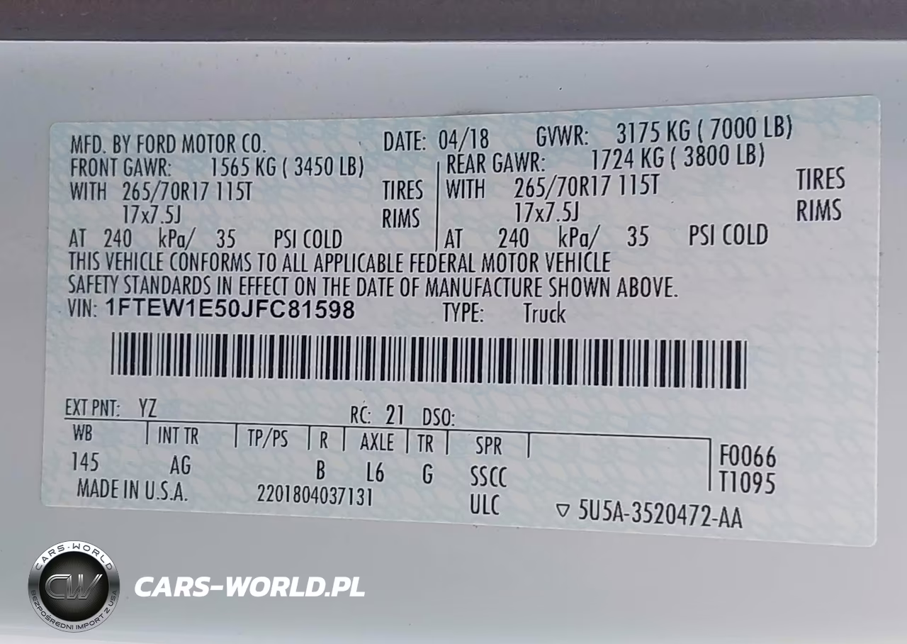 2018 Ford F-150 Xl VIN:1FTEW1E50JFC81598 - 9