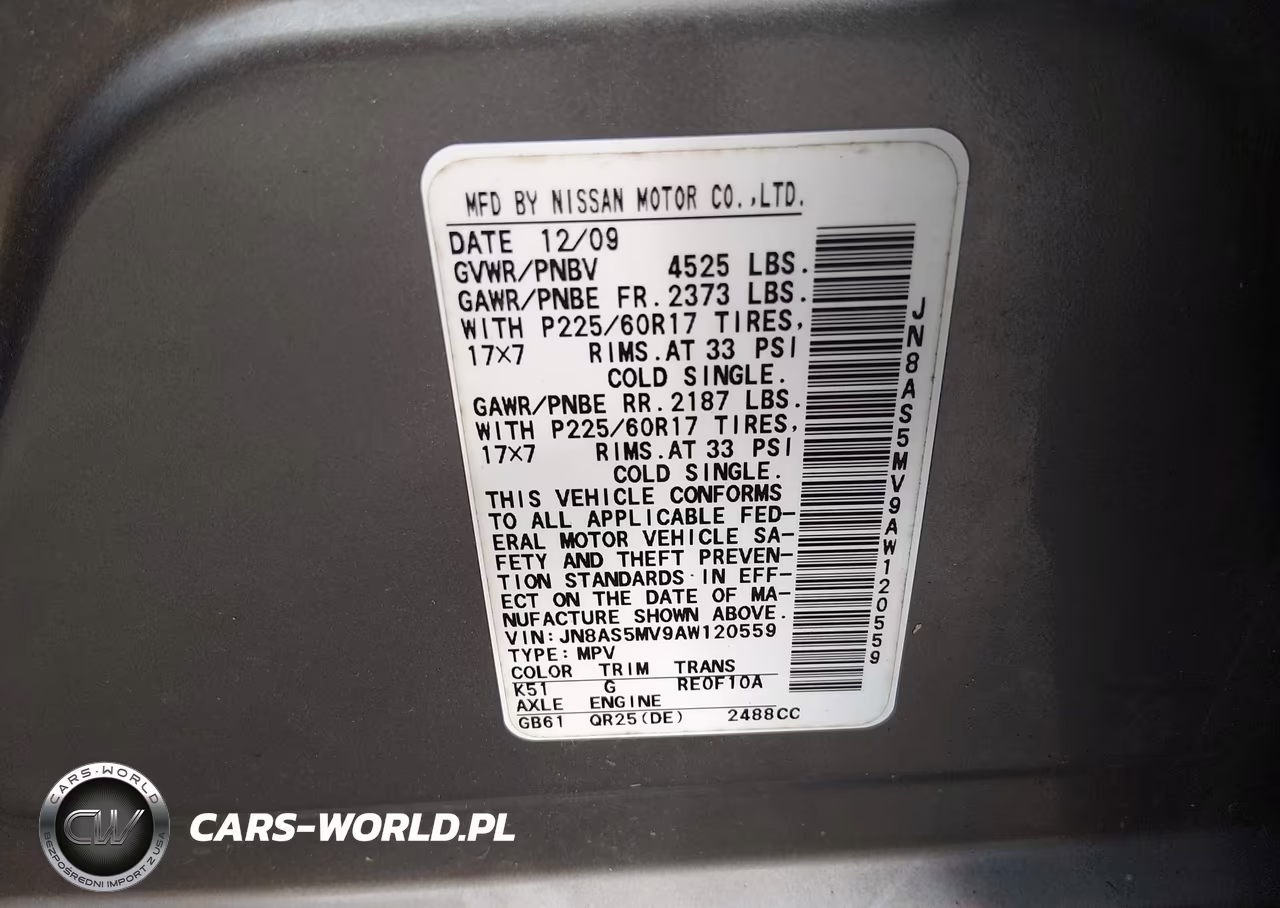 2010 Nissan Rogue Sl VIN:JN8AS5MV9AW120559 - 9
