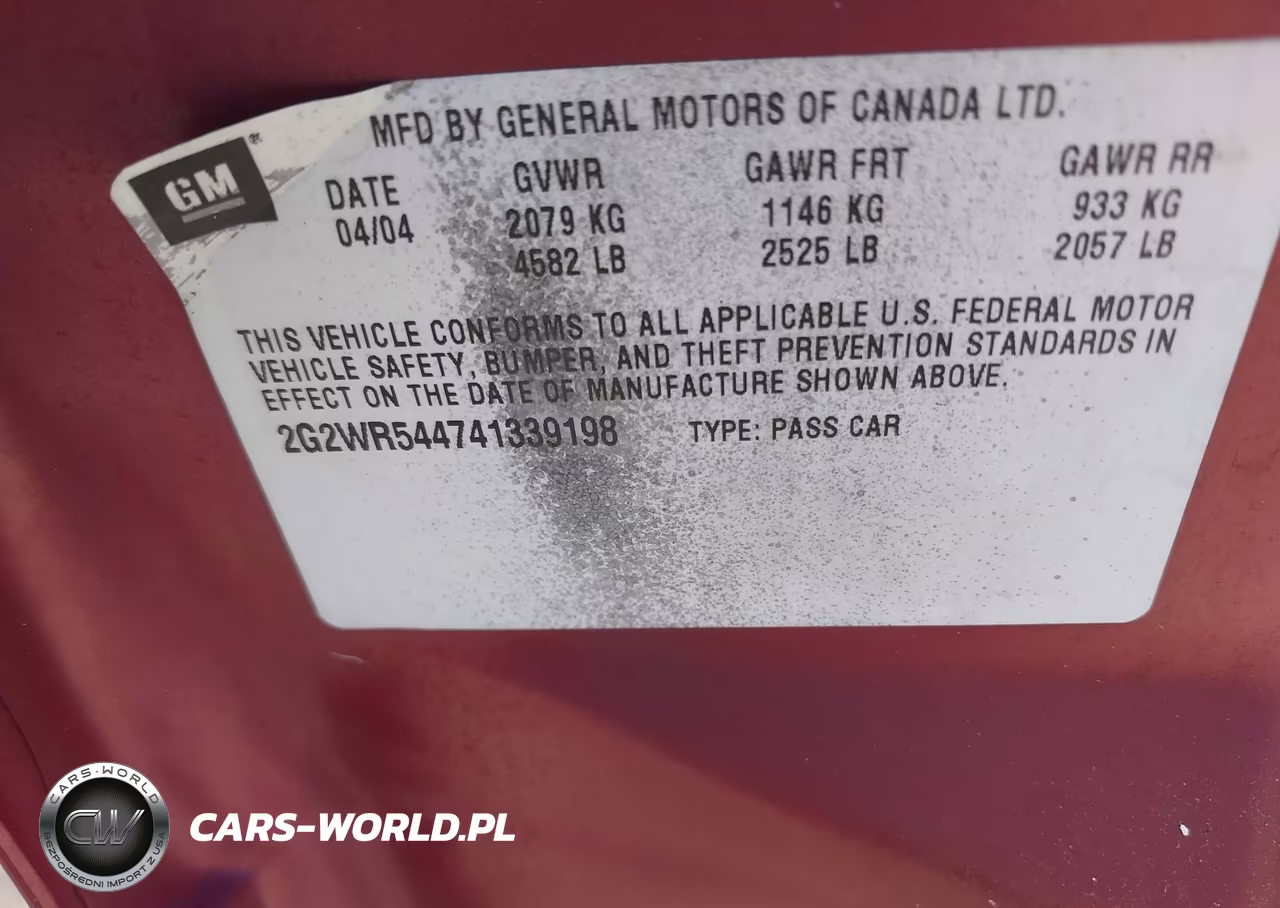 2004 Pontiac Grand Prix Gtp VIN:2G2WR544741339198 - 9