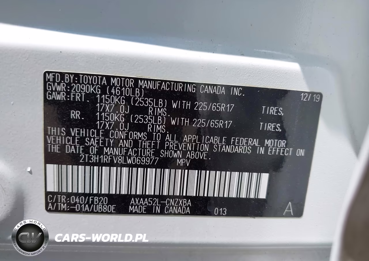 2020 Toyota Rav4 Le VIN:2T3H1RFV8LW069977 - 9