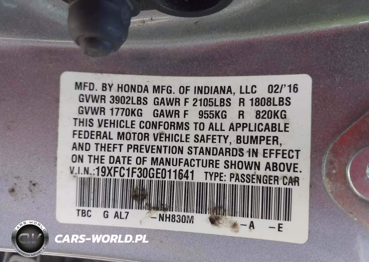 2016 Honda Civic Ex-T VIN:19XFC1F30GE011641 - 9