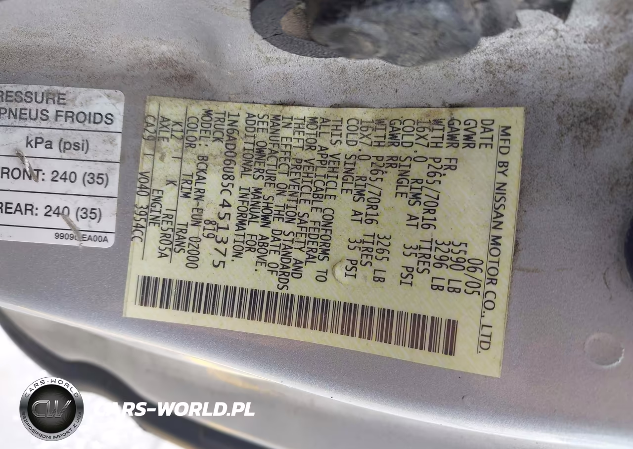 2005 Nissan Frontier Se VIN:1N6AD06U85C451375 - 9