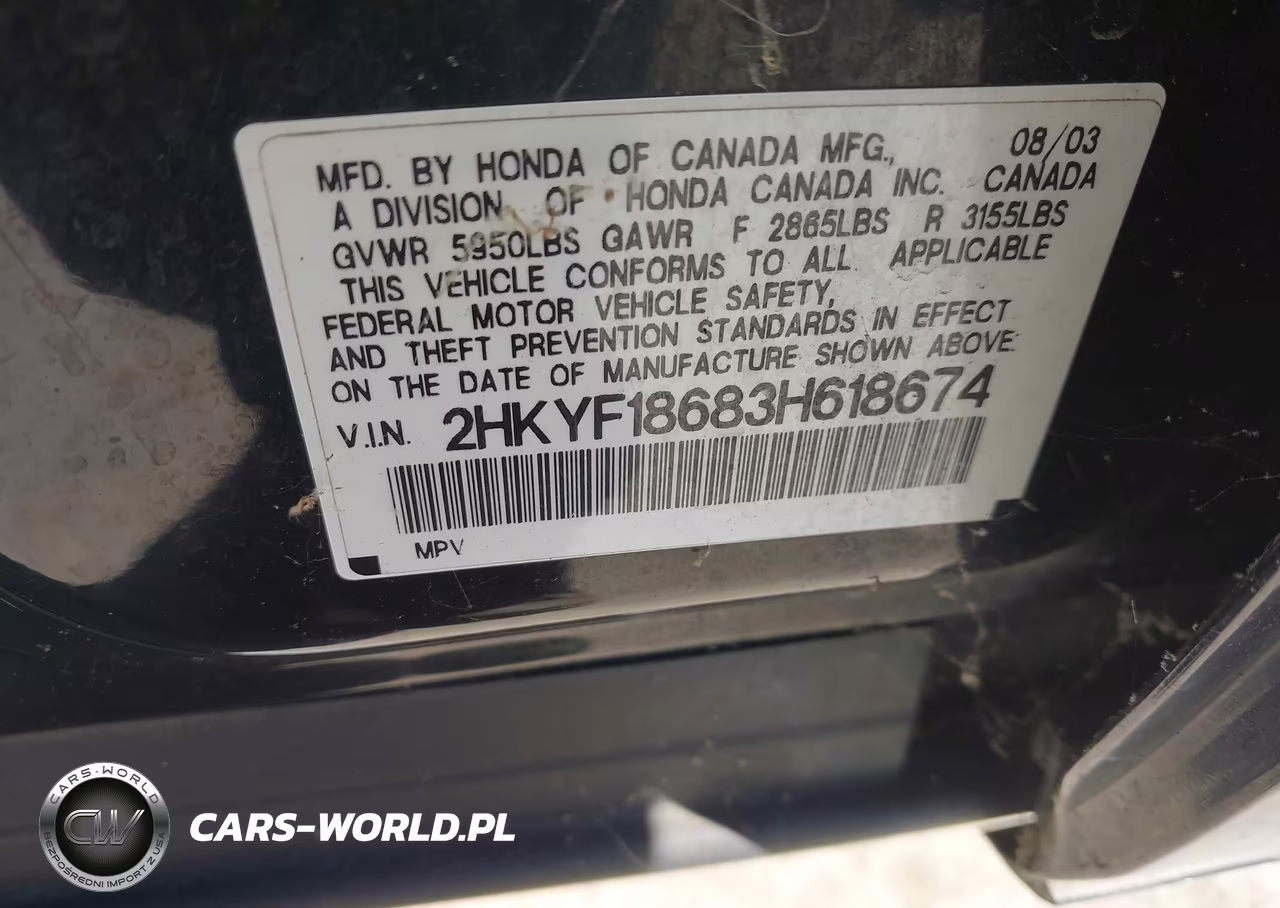 2003 Honda Pilot Exl VIN:2HKYF18683H618674 - 9