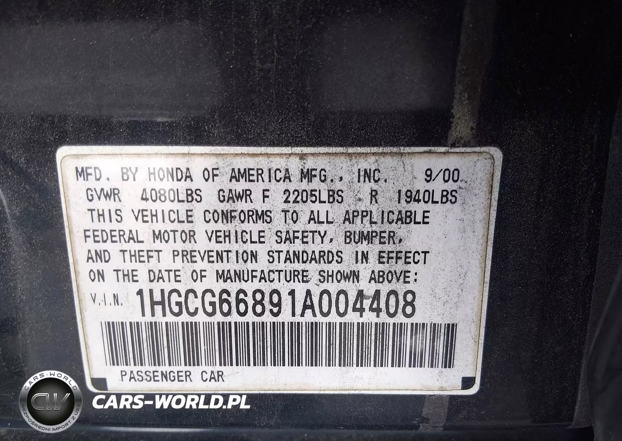 2001 Honda Accord 2.3 Ex VIN:1HGCG66891A004408 - 9