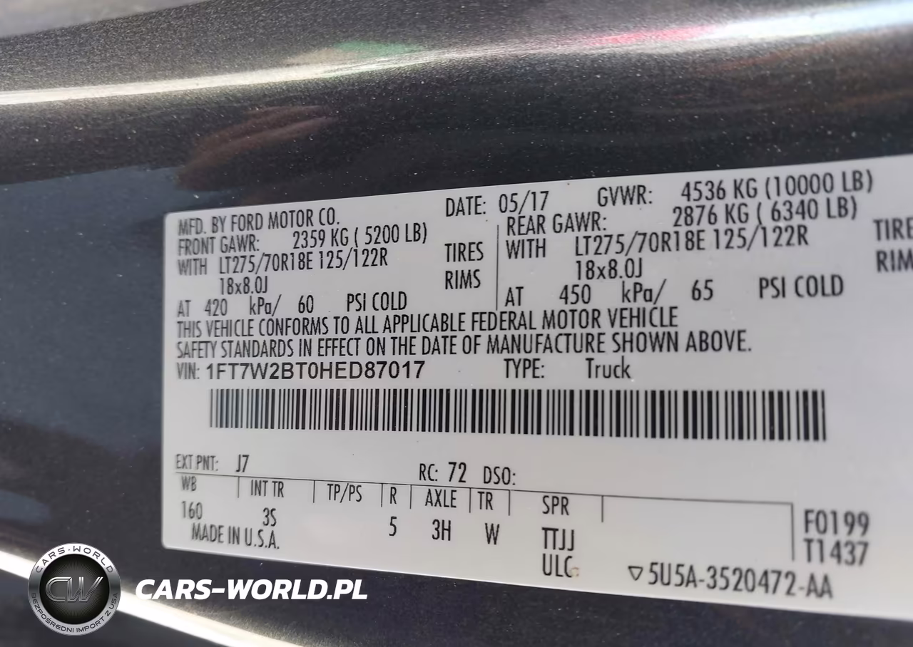 2017 Ford F-250 Xlt VIN:1FT7W2BT0HED87017 - 9