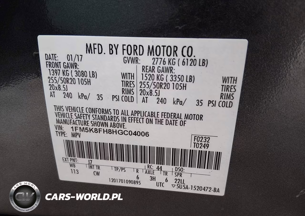 2017 Ford Explorer Limited VIN:1FM5K8FH8HGC04006 - 9