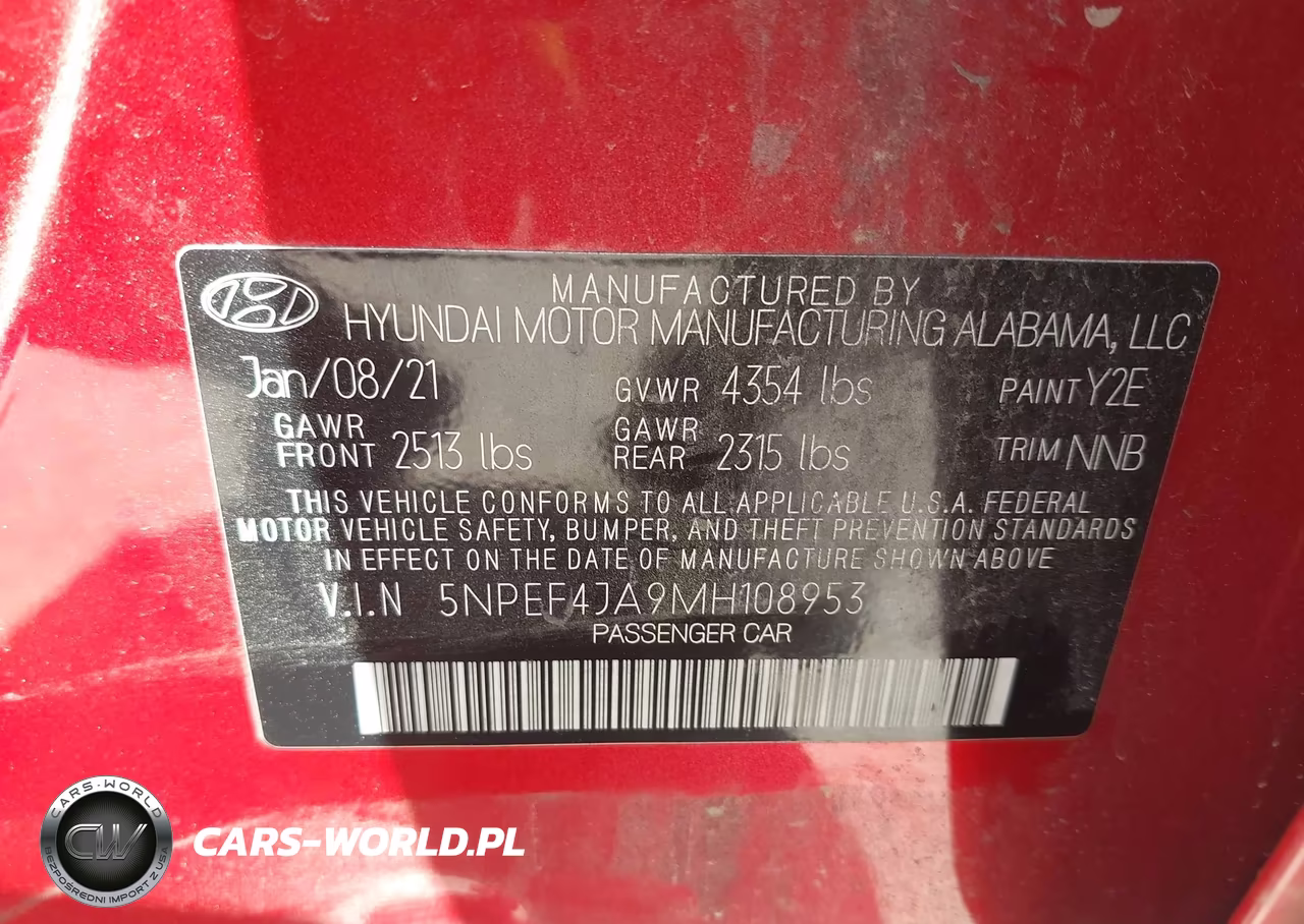 2021 Hyundai Sonata Sel VIN:5NPEF4JA9MH108953 - 9