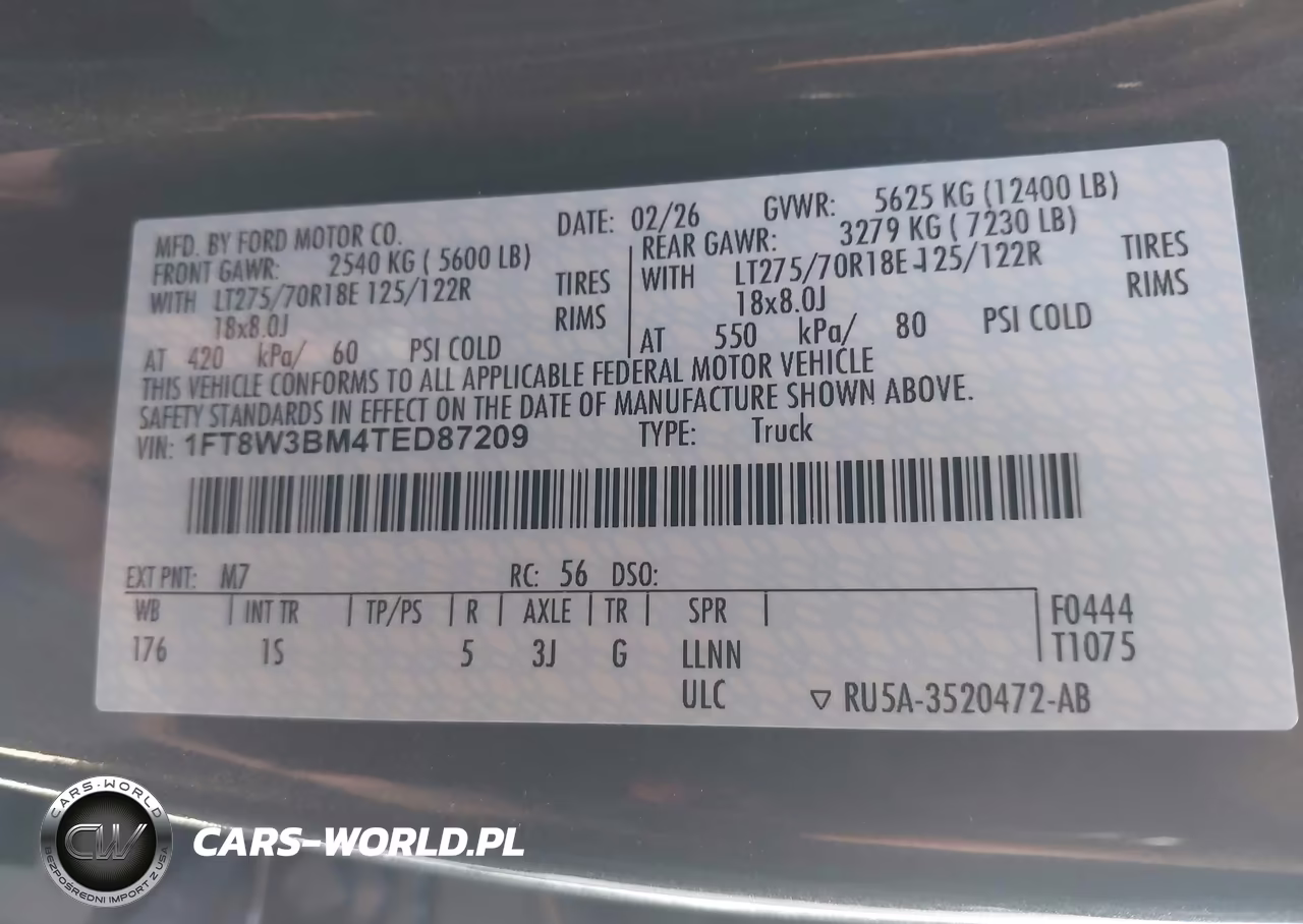 2026 Ford F-350 Xl VIN:1FT8W3BM4TED87209 - 8