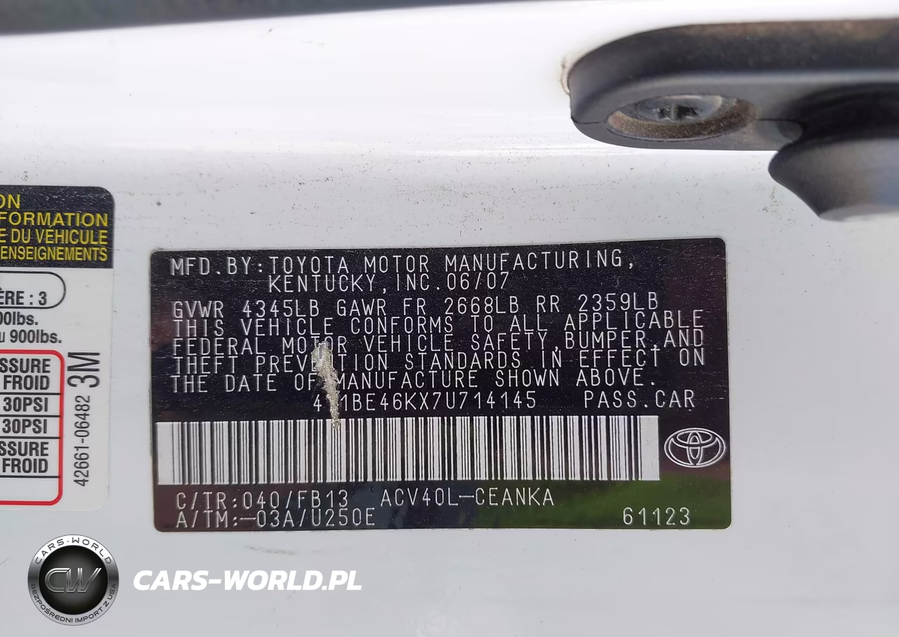 2007 Toyota Camry Le VIN:4T1BE46KX7U714145 - 9