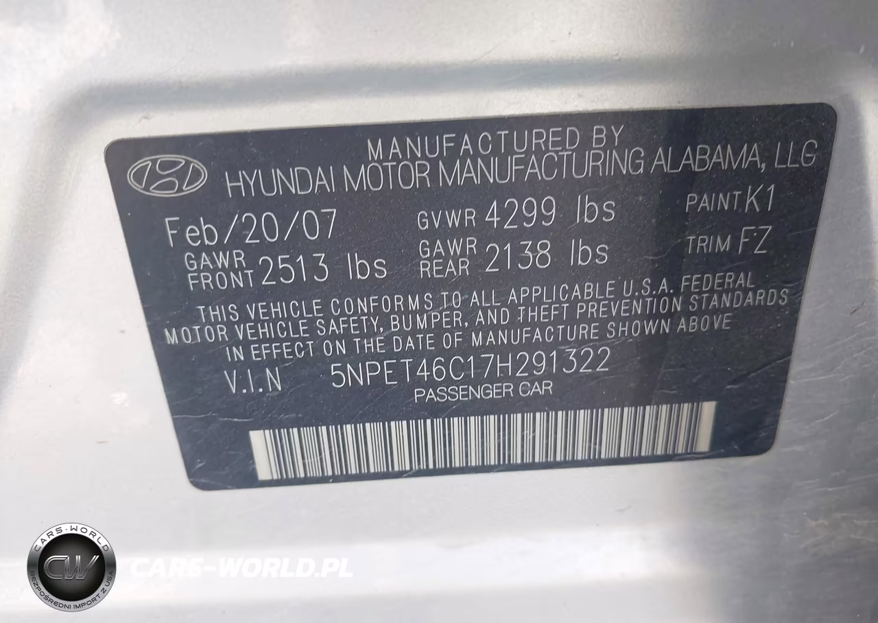 2007 Hyundai Sonata Gls-Gls W-Xm VIN:5NPET46C17H291322 - 9