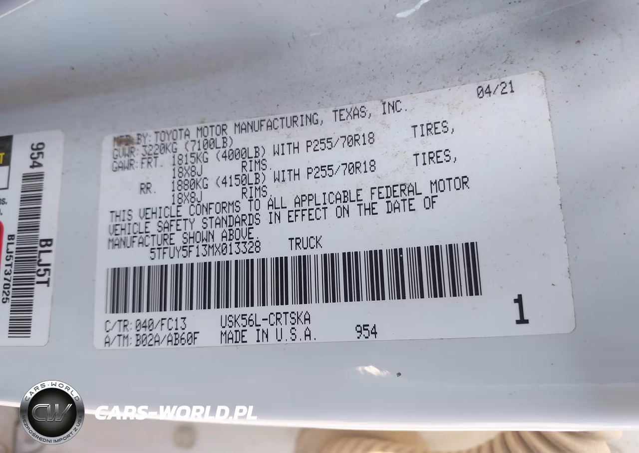 2021 Toyota Tundra Sr5 VIN:5TFUY5F13MX013328 - 9
