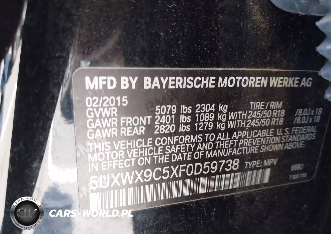 2015 BMW X3 xDrive28I VIN:5UXWX9C5XF0D59738 - 9