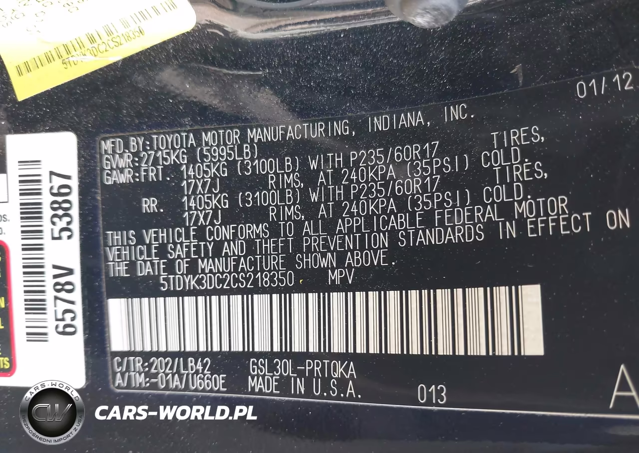 2012 Toyota Sienna Xle V6 8 Passenger VIN:5TDYK3DC2CS218350 - 9