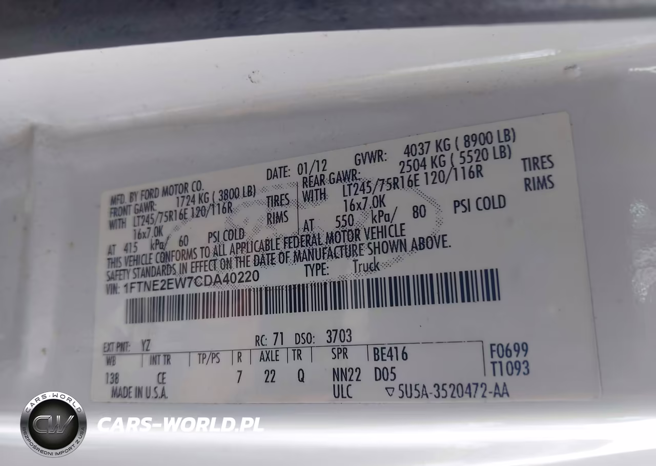 2012 Ford E-250 Commercial VIN:1FTNE2EW7CDA40220 - 9