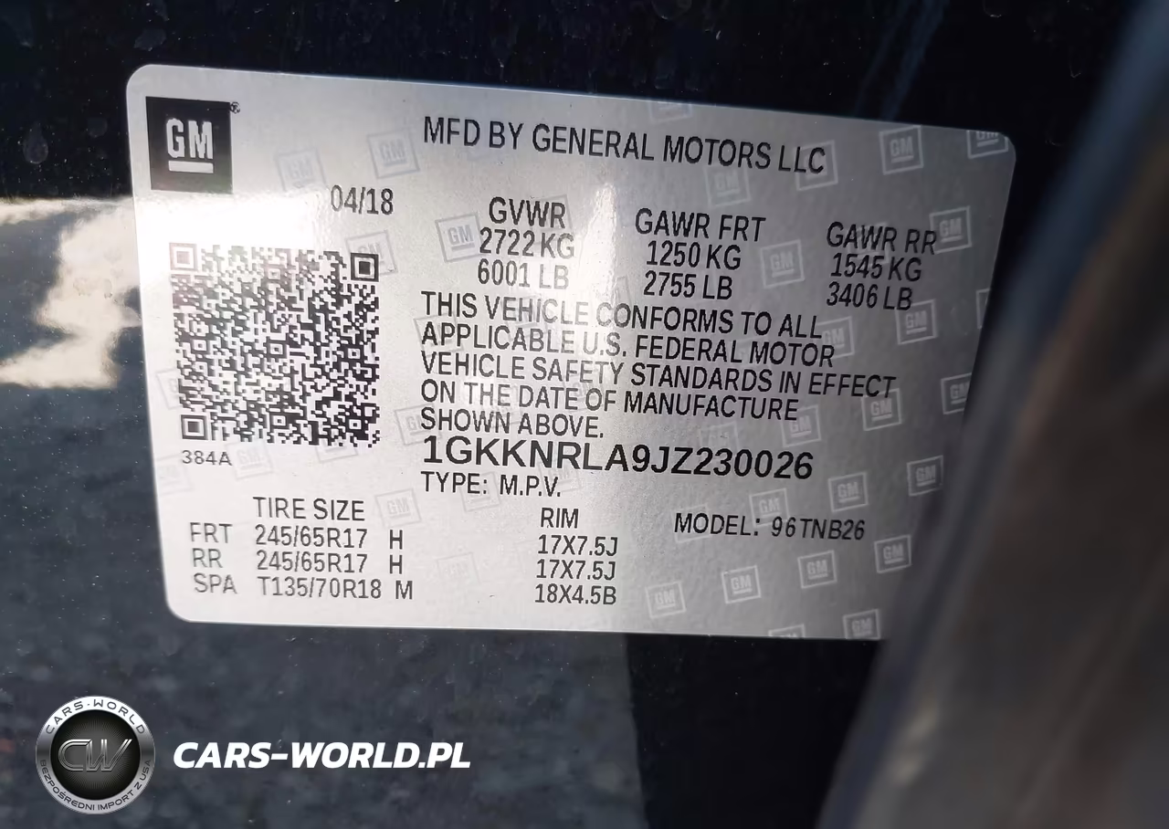 2018 GMC Acadia Sle-1 VIN:1GKKNRLA9JZ230026 - 9