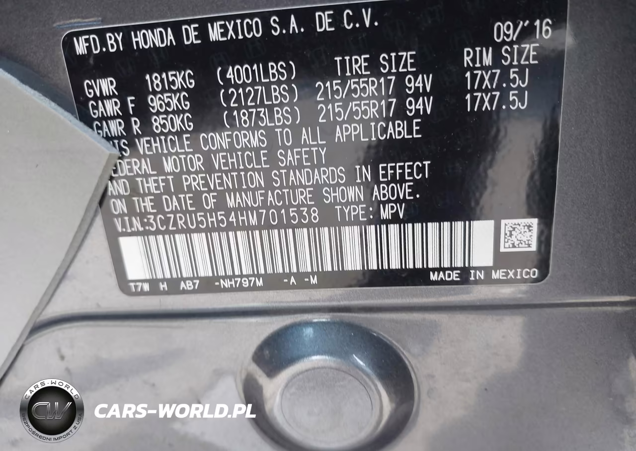 2017 Honda Hr-V Ex VIN:3CZRU5H54HM701538 - 9