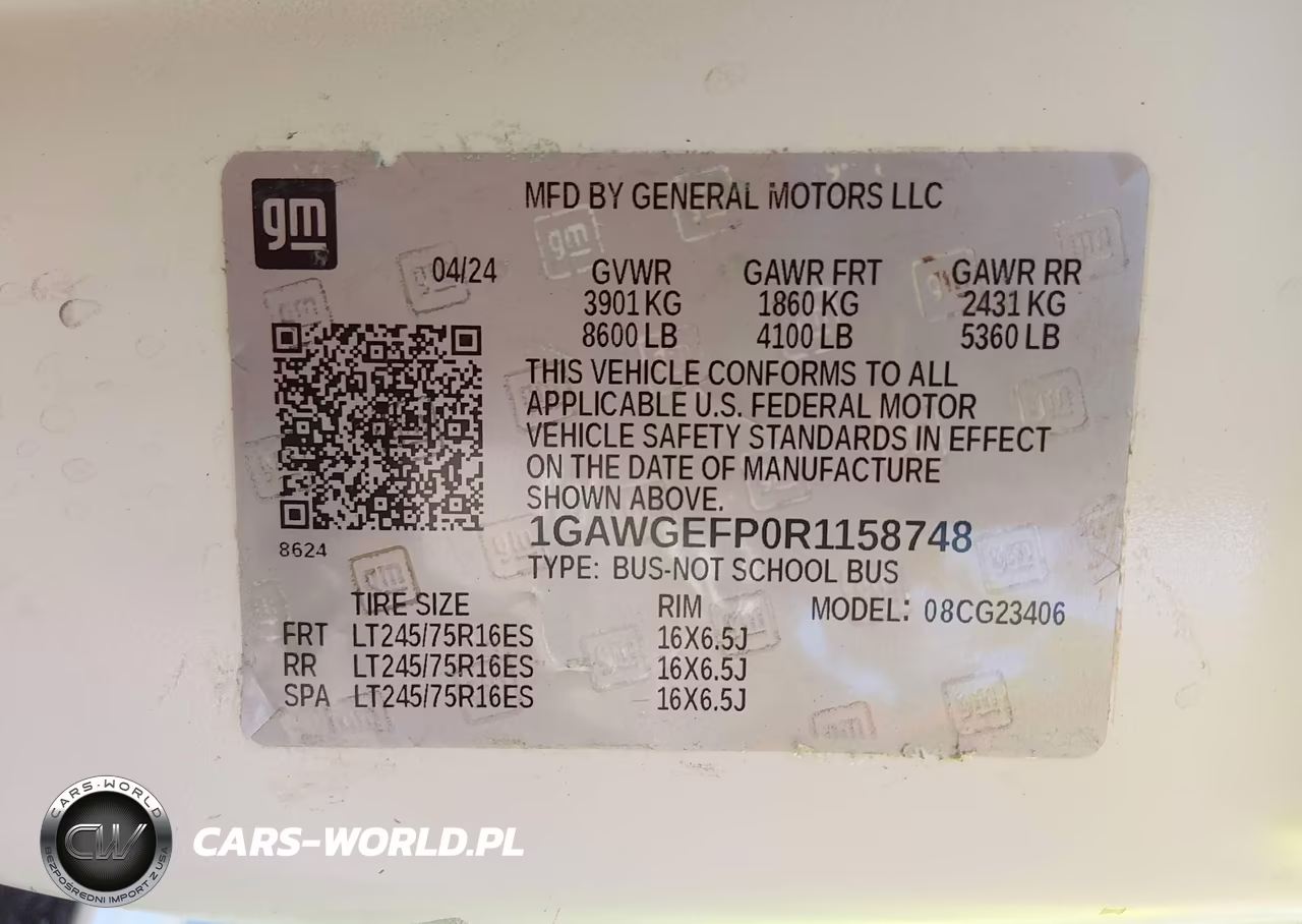 2024 Chevrolet Express Passenger Rwd 2500 Regular Wheelbase Ls VIN:1GAWGEFP0R1158748 - 9