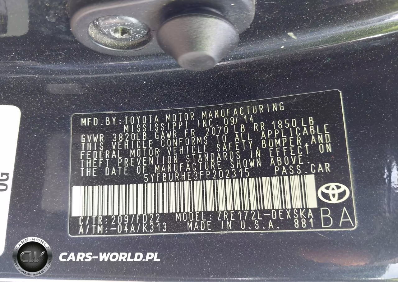 2015 Toyota Corolla S VIN:5YFBURHE3FP202315 - 9