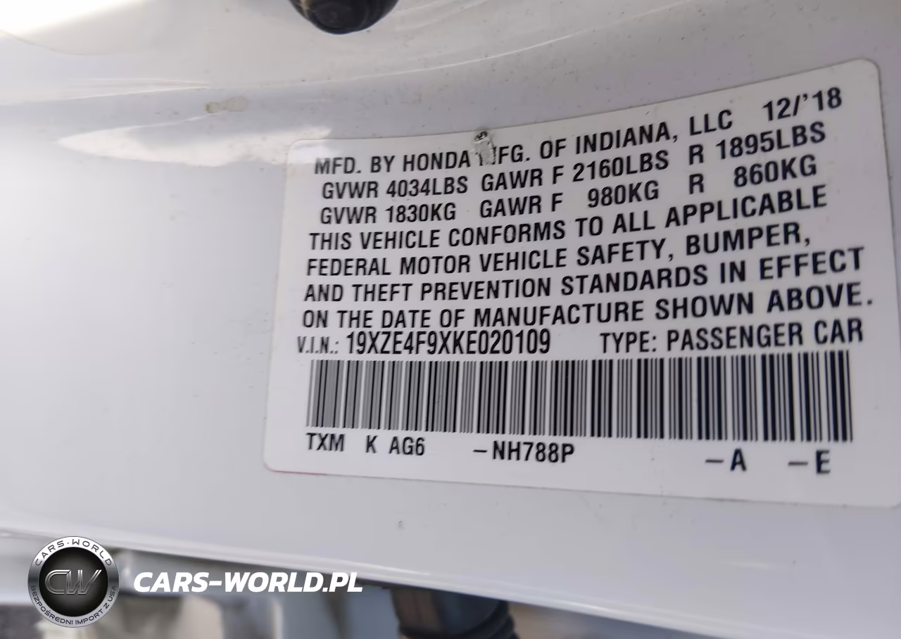 2019 Honda Insight Touring VIN:19XZE4F9XKE020109 - 8