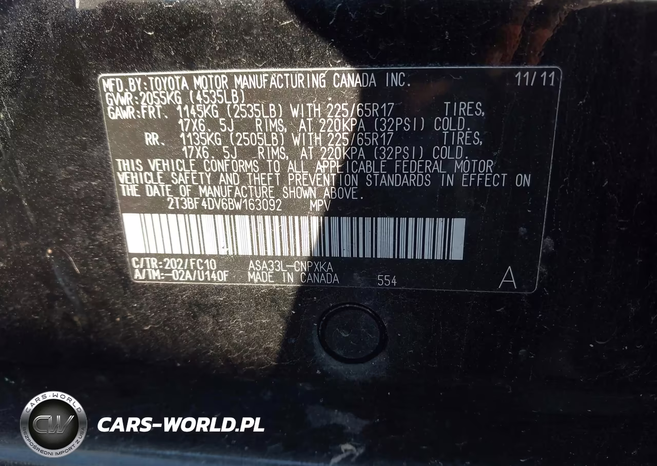 2011 Toyota Rav4 VIN:2T3BF4DV6BW163092 - 9