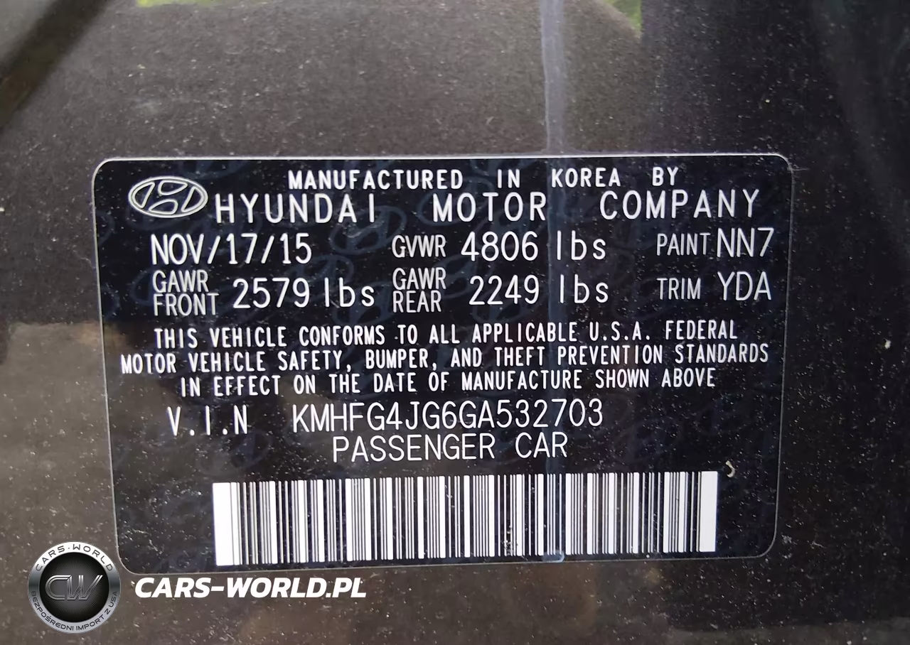 2016 Hyundai Azera VIN:KMHFG4JG6GA532703 - 9
