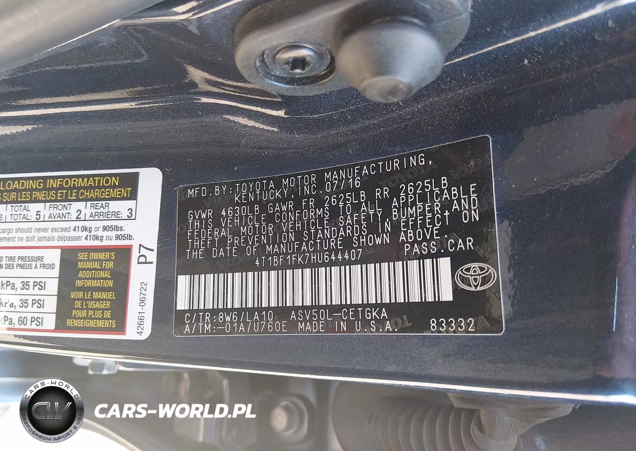 2017 Toyota Camry Xle VIN:4T1BF1FK7HU644407 - 9