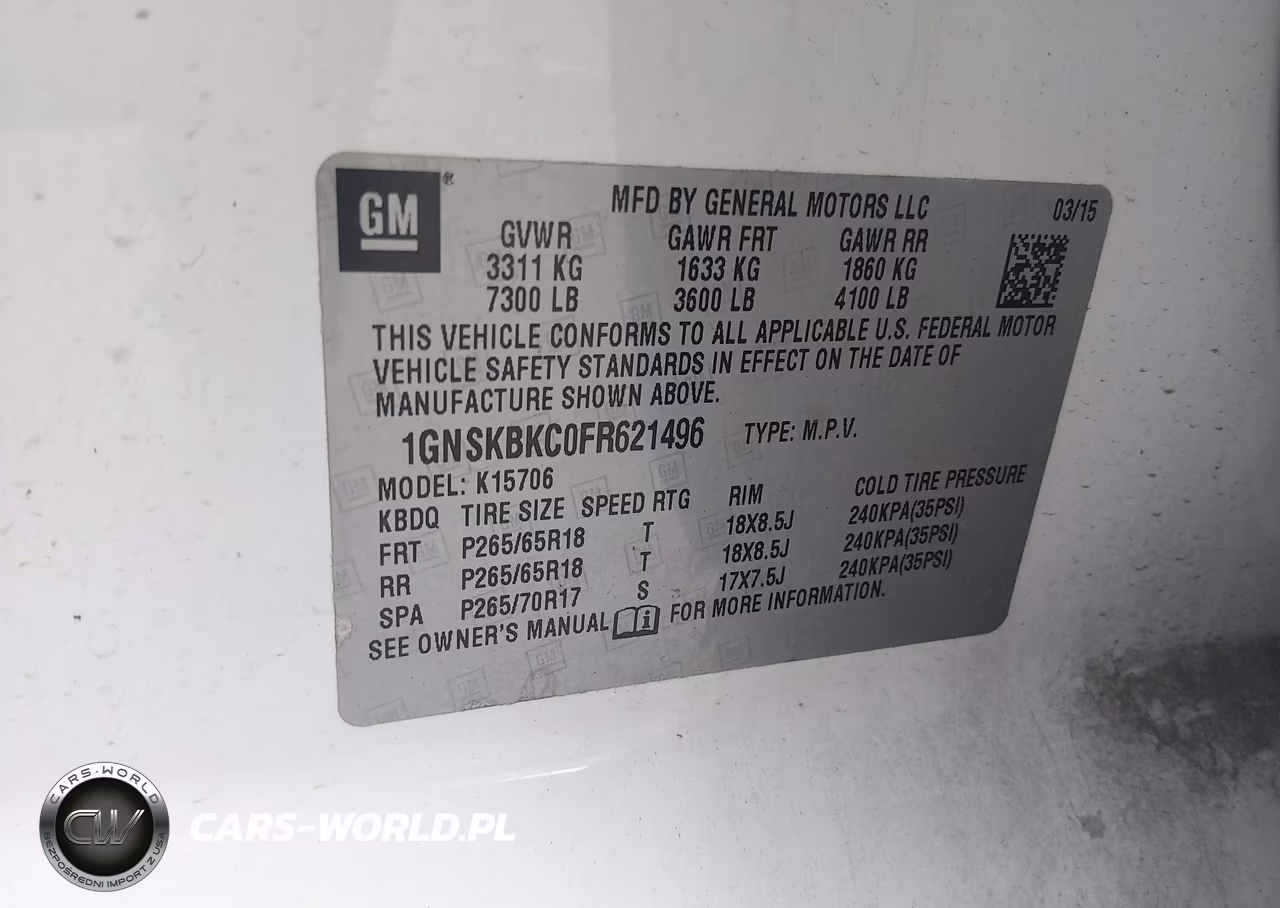 2015 Chevrolet Tahoe Lt VIN:1GNSKBKC0FR621496 - 9