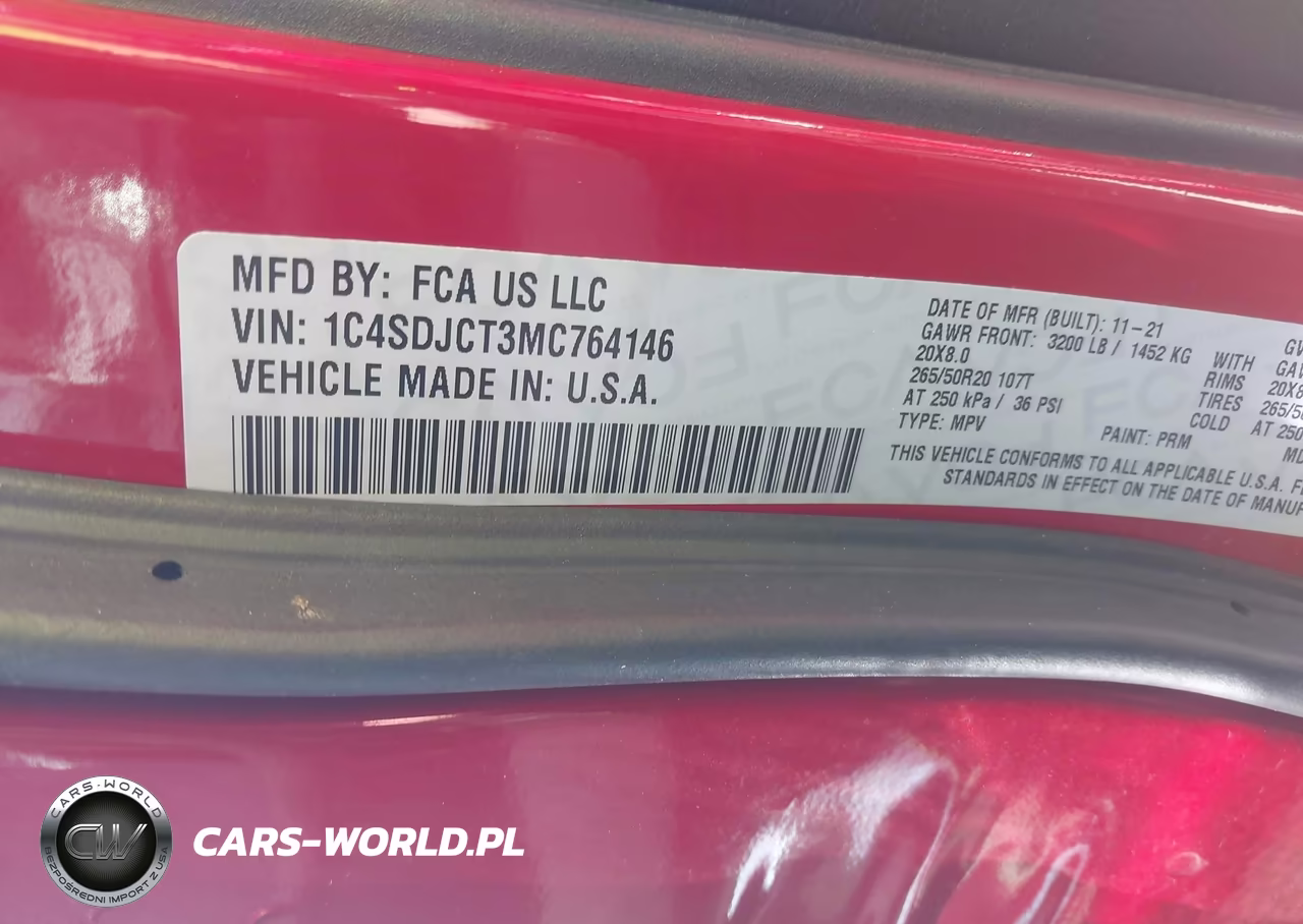 2021 Dodge Durango R-T Awd VIN:1C4SDJCT3MC764146 - 9