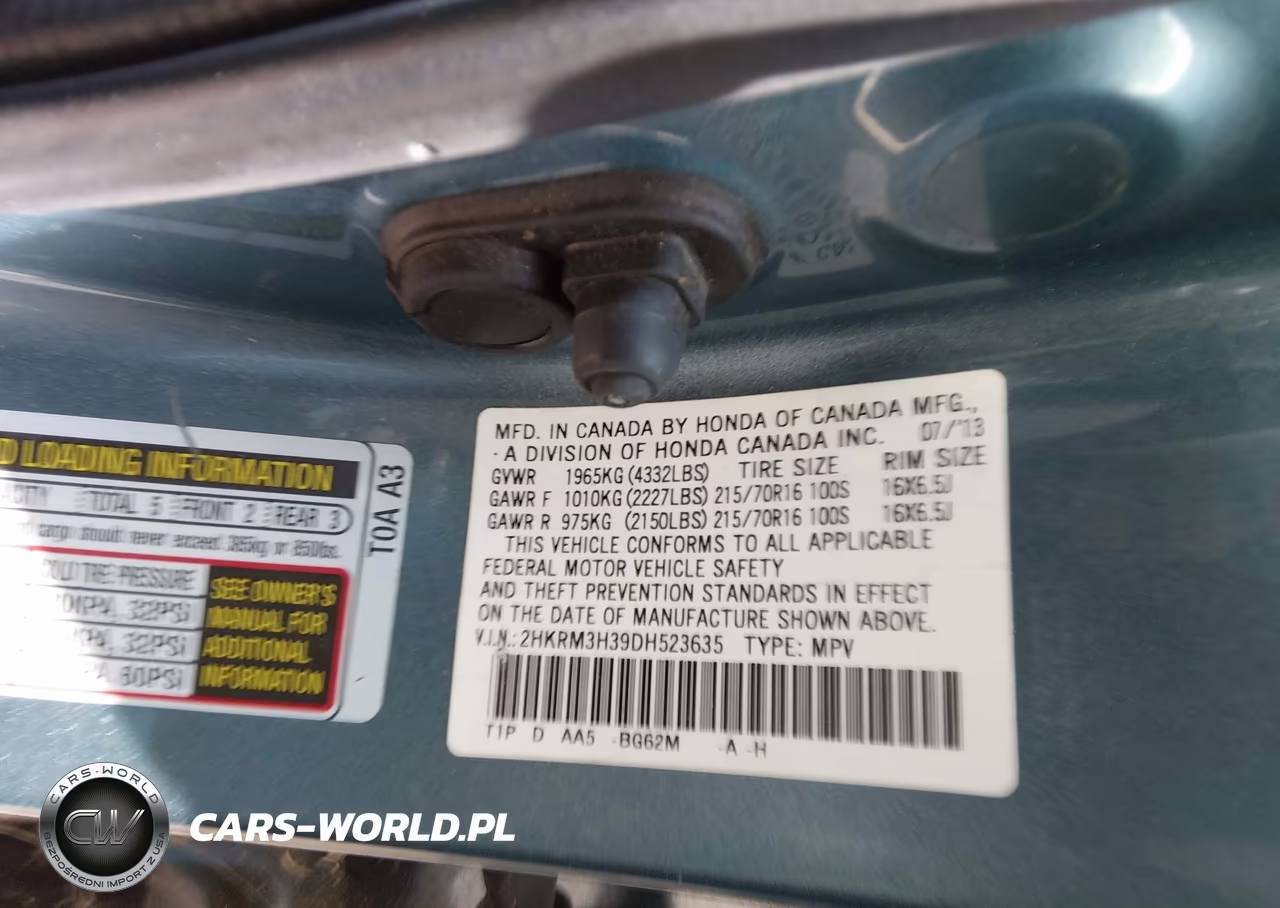2013 Honda Cr-V Lx VIN:2HKRM3H39DH523635 - 9