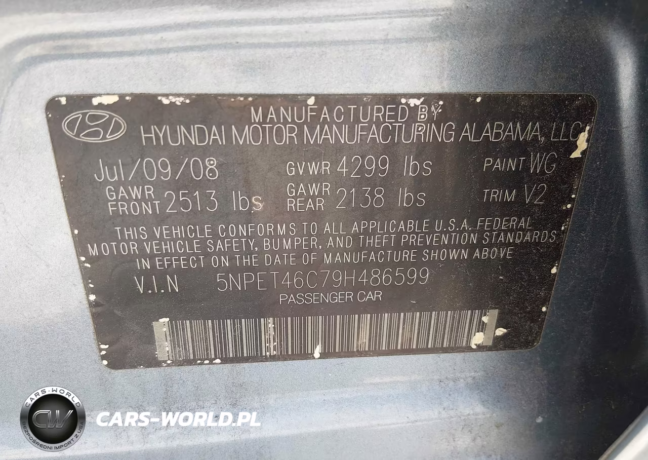 2009 Hyundai Sonata Gls VIN:5NPET46C79H486599 - 9