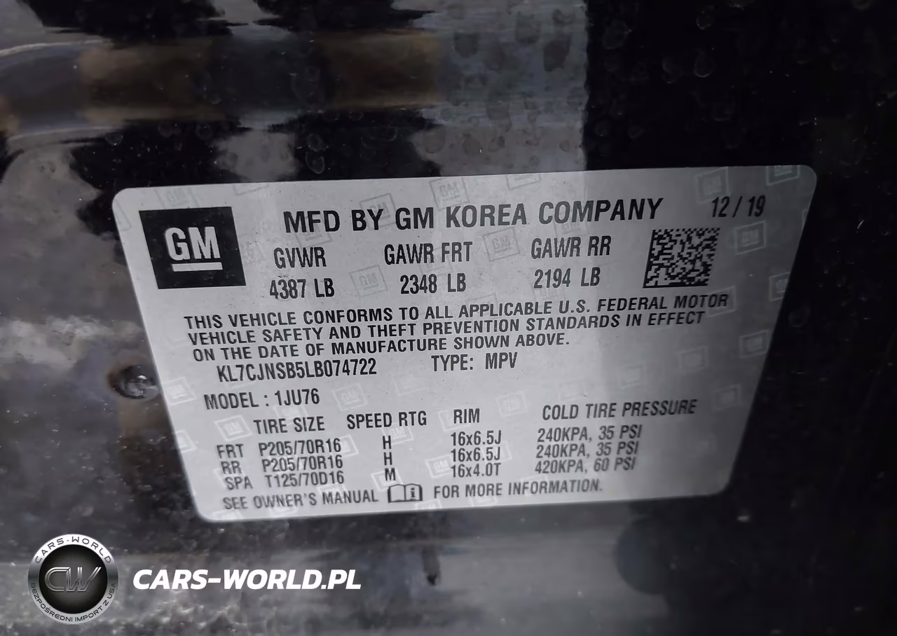 2020 Chevrolet Trax Awd Ls VIN:KL7CJNSB5LB074722 - 9