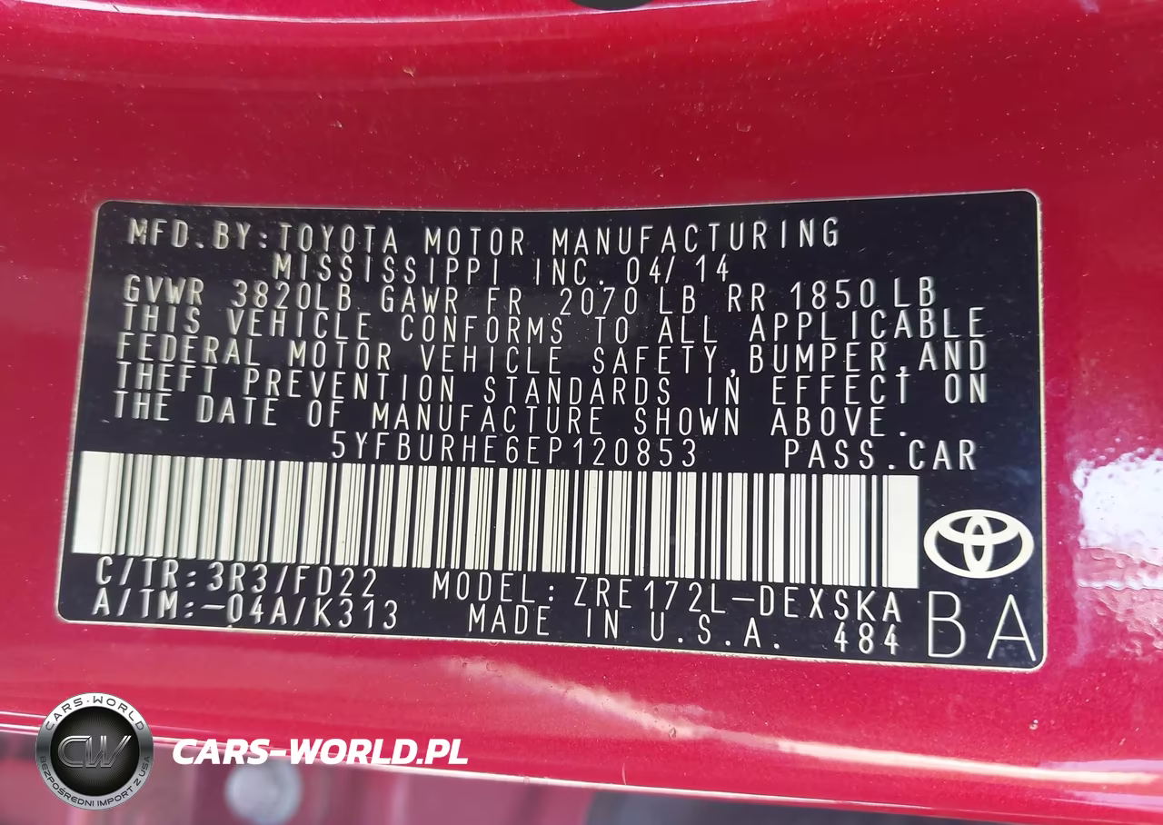 2014 Toyota Corolla S Plus VIN:5YFBURHE6EP120853 - 9