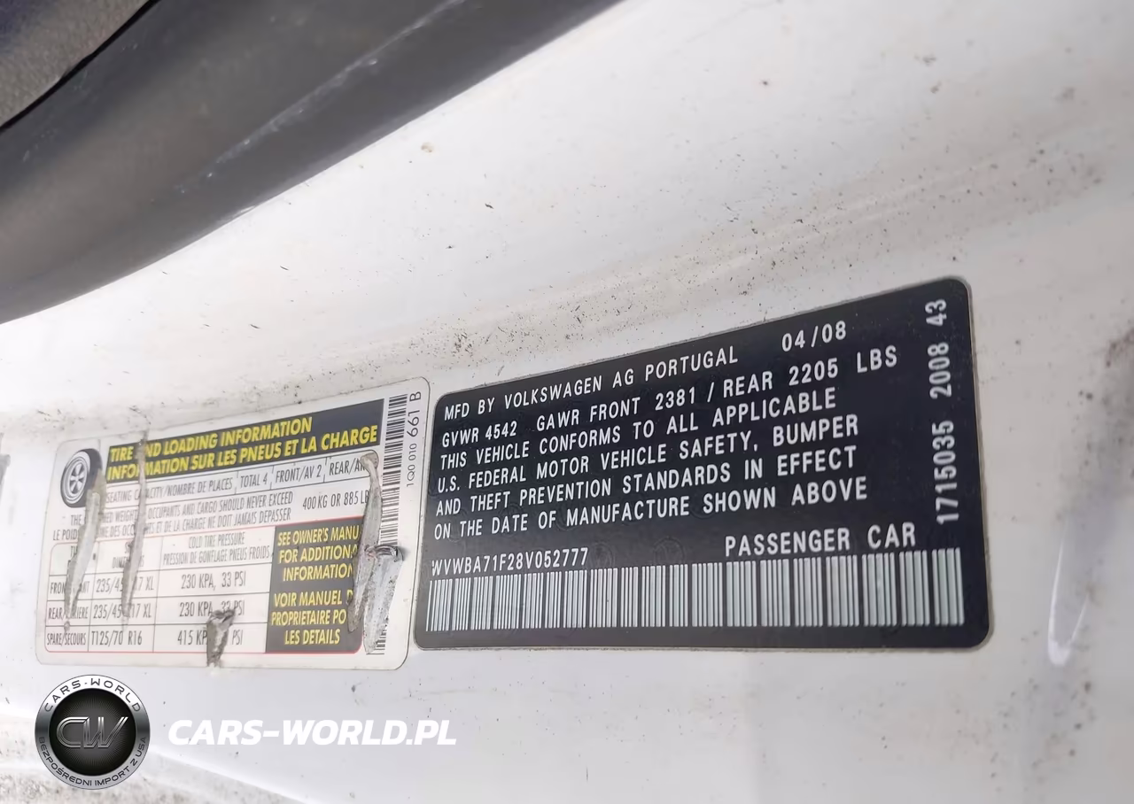 2008 Volkswagen Eos Komfort VIN:WVWBA71F28V052777 - 9