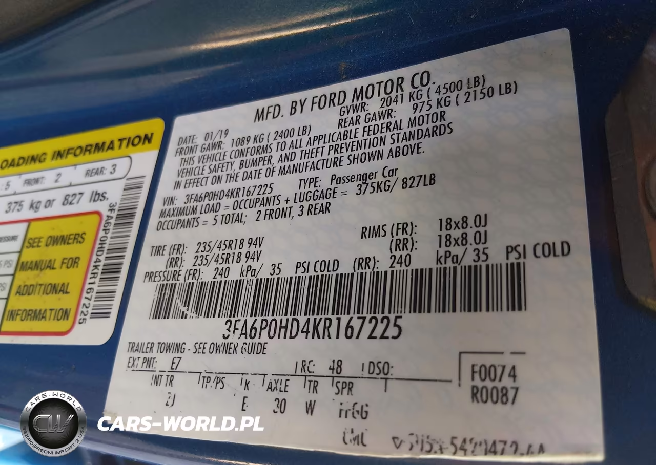 2019 Ford Fusion Se VIN:3FA6P0HD4KR167225 - 9