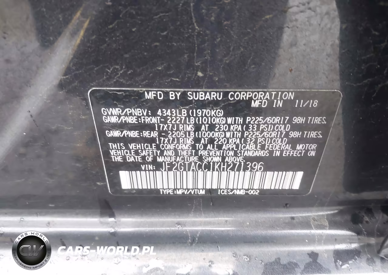 2019 Subaru Crosstrek 2.0I Premium VIN:JF2GTACC1KH271396 - 9