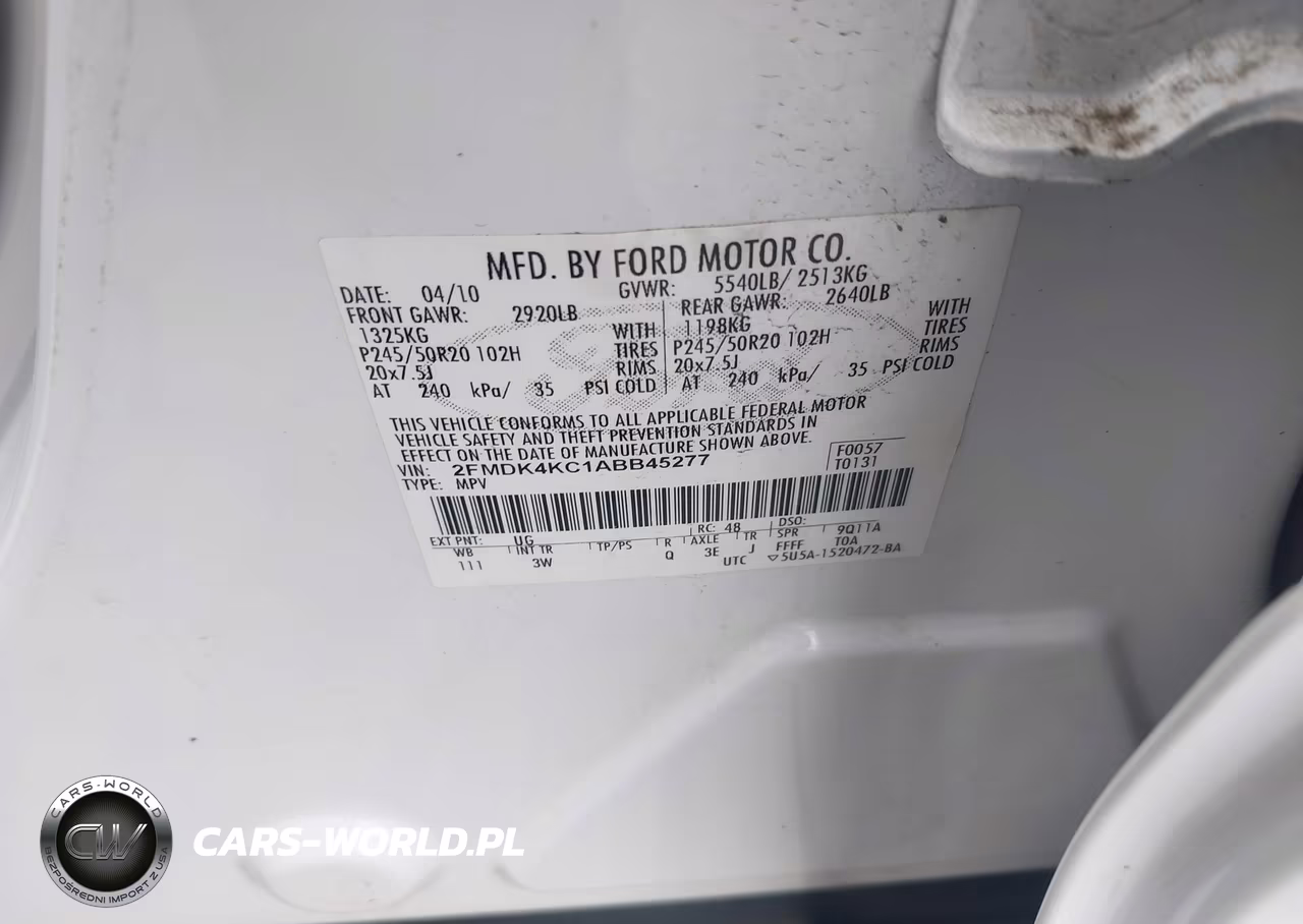 2010 Ford Edge Limited VIN:2FMDK4KC1ABB45277 - 9
