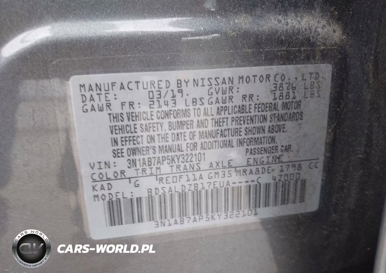 2019 Nissan Sentra Sv VIN:3N1AB7AP5KY322101 - 9