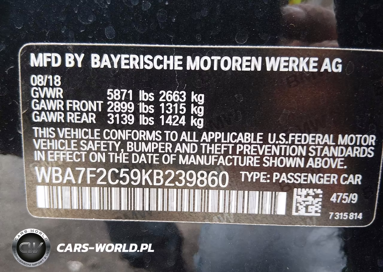 2019 BMW 750I xDrive VIN:WBA7F2C59KB239860 - 9
