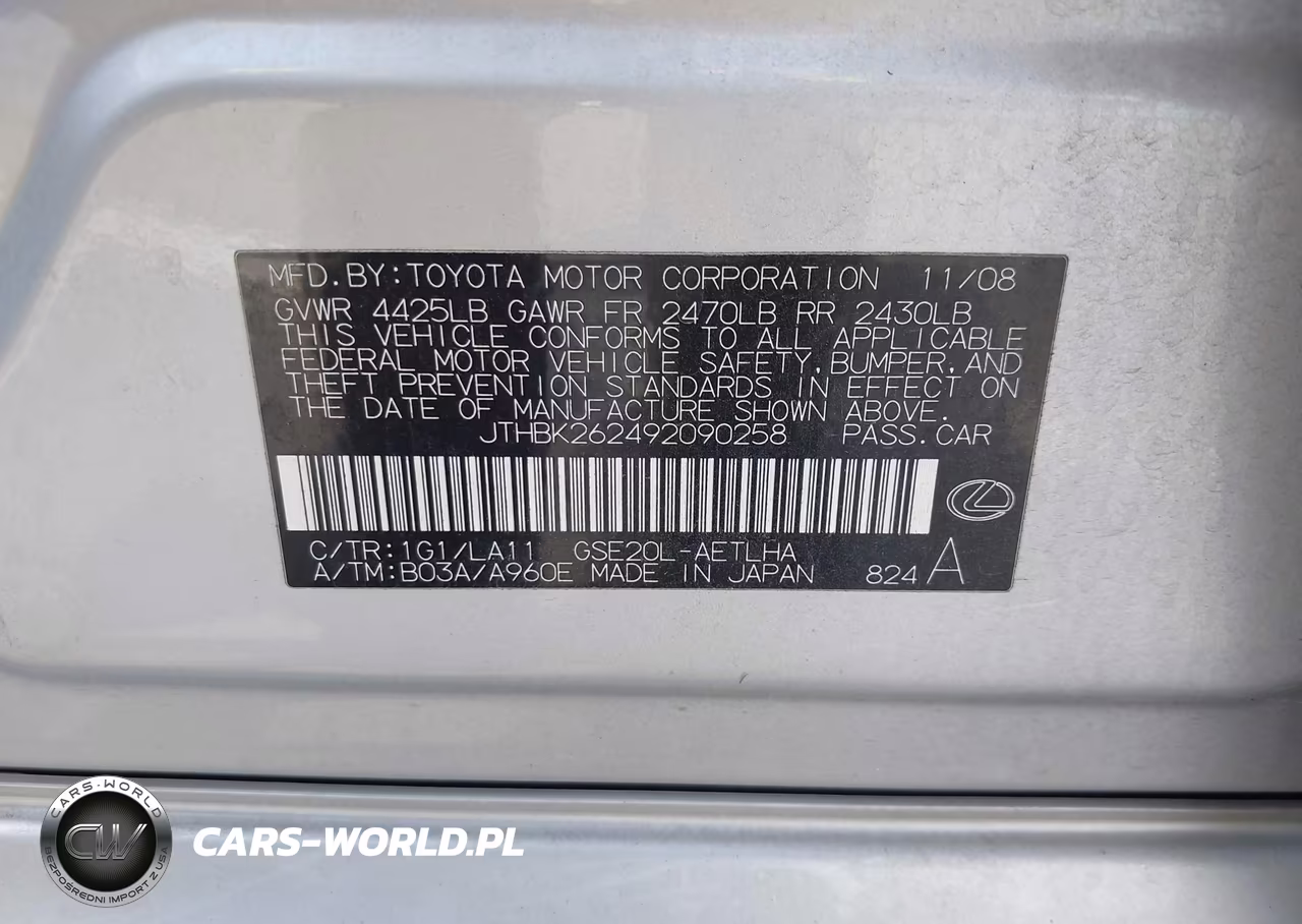 2009 Lexus Is 250 VIN:JTHBK262492090258 - 9